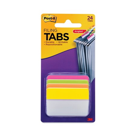 Post-It 2" Angled Tabs, 1/5-Cut Tabs, Assorted Brights, 2" Wide, PK24 686A-PLOY